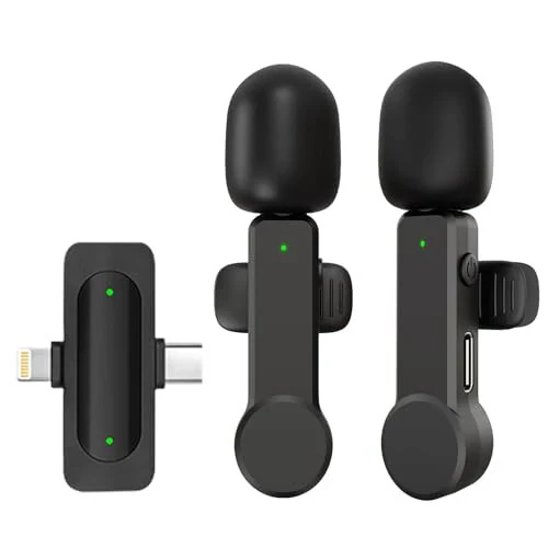 TXTUNE iPhone Android iPad uchun Simsiz Lavalier Mini Mikrofoni - USB C/Lightning Plagli Shovqinni Qoldiruvchi Telefon Mikrofoni, Video Yozuvi, Vloglar va Oqimlar uchun Simsiz Lav Yaka Mikrofoni - 1