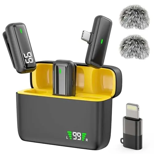 TXTUNE simsiz lavalier mikrofon iPhone 16 15 Android iPad uchun, shovqinni bekor qiluvchi lav mikrofoni 24 soatlik zaryadlash qutisi bilan 70FT video yozish Vlogging YouTube TikTok uchun - TXTUNE