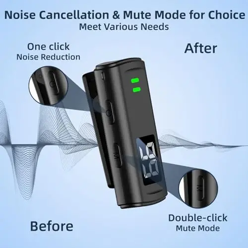 TXTUNE Wireless Lavalier Microphone for Android, USB C Phone Microphone | Mini Mics with Noise Reduction,35H Charging Case, 75FT Transmission, Clip on Lapel Microphone for Video Recording - 2
