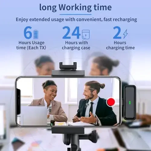 TXTUNE Wireless Lavalier Microphone for iPhone 16 15 Android iPad, Noise Canceling Lav Lapel Mic with 24H Charging Case 70FT for Video Recording Vlogging YouTube TikTok - 3