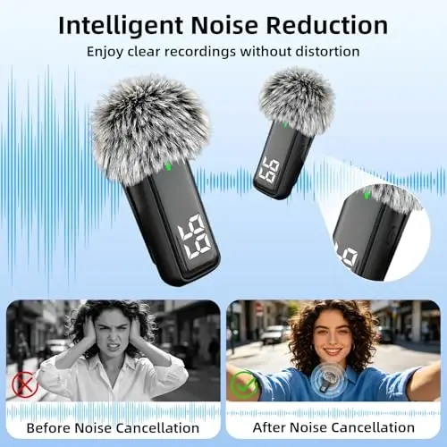 TXTUNE Wireless Microphone for iPhone Android Phone, USB C Mini Clip on Mic | Noise Canceling, 24H Battery Life with Charging Case, 70Ft Range, Lavalier Mic for Content Creators Video Recording Vlogging - 1