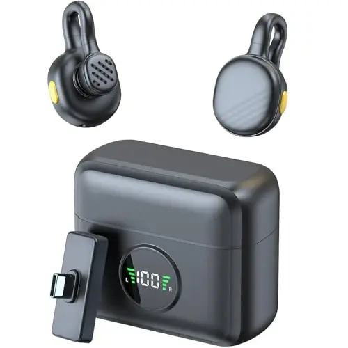 TXTUNE Wireless Mini Microphone for Android, Clip On Mic with Charging Case | 7H Battery Life, Noise Canceling Lapel Microphone for Content Creators Video Recording Vlogging, YouTube - 1