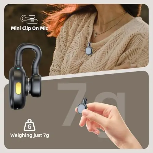 TXTUNE Wireless Mini Microphone for Android, Clip On Mic with Charging Case | 7H Battery Life, Noise Canceling Lapel Microphone for Content Creators Video Recording Vlogging, YouTube - TXTUNE (1)