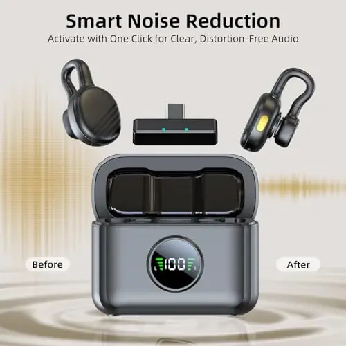 TXTUNE Wireless Mini Microphone for Android, Clip On Mic with Charging Case | 7H Battery Life, Noise Canceling Lapel Microphone for Content Creators Video Recording Vlogging, YouTube - 3