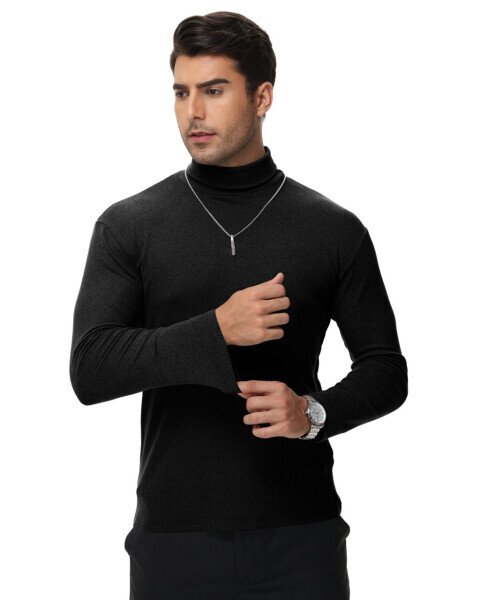 Tyhengta erkaklar uchun водолазка sviterlar uzun qisma pulover sviterlar водолазка трикотаж футболка basic slim fit tee tops qora L - 2