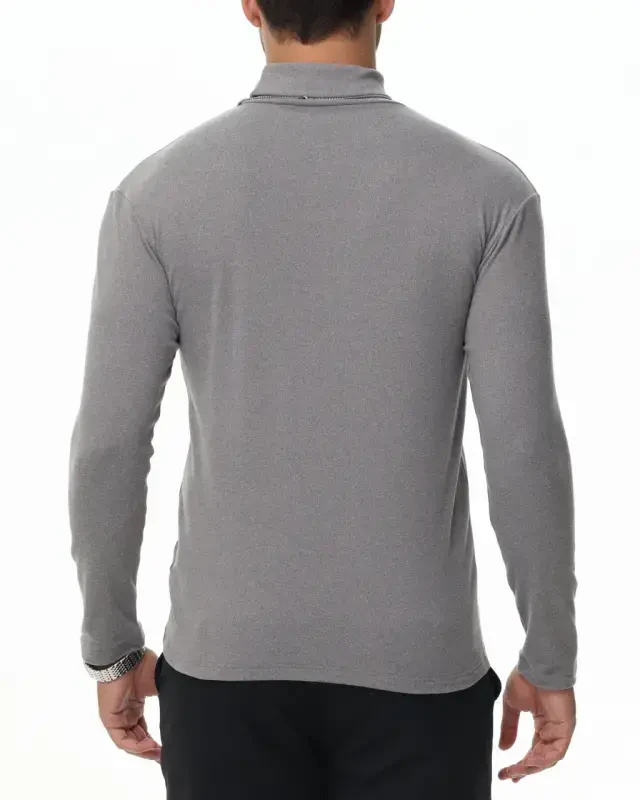 Tyhengta Men's Turtleneck Sweaters Long Sleeve Pullover Sweaters Mock Neck Knitted T-Shirt Basic Slim Fit Tee Tops Grey XL - 4