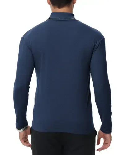 Tyhengta Мужской водолазка свитер Длинный рукав Пуловер Свитер Воротник-стойка Вязаная Футболка Базовый Тонкий крой Верх Синий L - 1