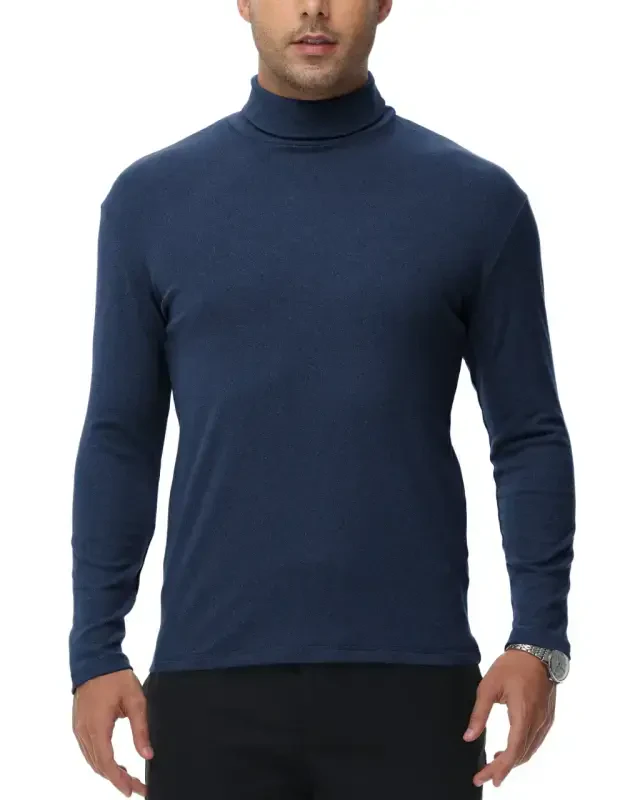 Tyhengta Мужской водолазка свитер Длинный рукав Пуловер Свитер Воротник-стойка Вязаная Футболка Базовый Тонкий крой Верх Синий L - 10