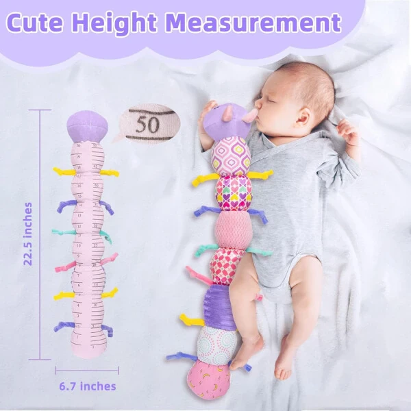 TYMZDYN Baby Musical Stuffed Toys 0-6 Months, Plush Caterpillar Toys with Built-in Music, BB Squeaks, Crinkle and Rattle, Baby Toys 6-12 Month, Baby Soft Tummy Time Toys for Girls (Purple) - 4