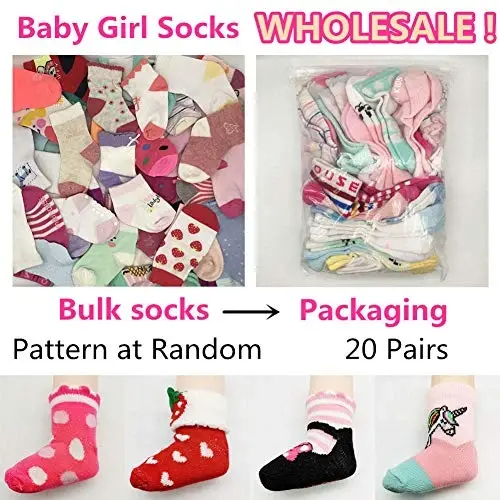 TYONMUJO 20 Pairs Baby Boy Girl Socks Wholesale Cotton Socks Bundle (Pattern at Random) - 3