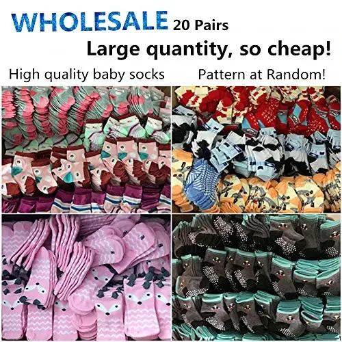 TYONMUJO 20 Pairs Baby Boy Girl Socks Wholesale Cotton Socks Bundle (Pattern at Random) - 6