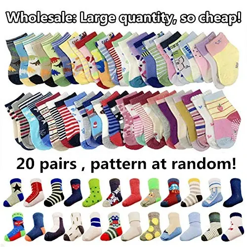 TYONMUJO 20 Pairs Baby Boy Girl Socks Wholesale Cotton Socks Bundle (Pattern at Random) - 4