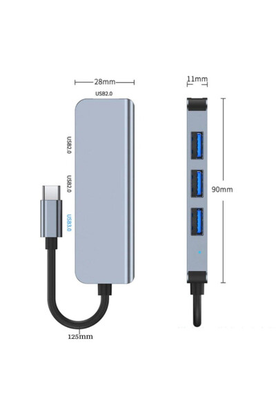 Type-C 1xUSB 3.0 3xUSB 2.0 Hub OTG Çoğaltıcı Adaptörü Byl-2013t - 4