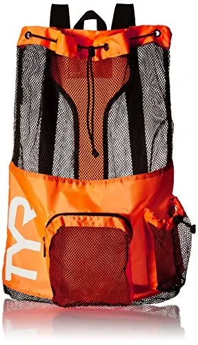 TYR Big Mesh Mummy Backpack For Wet Swimming, Gym, and Workout Gear , Orange - TYR (1)