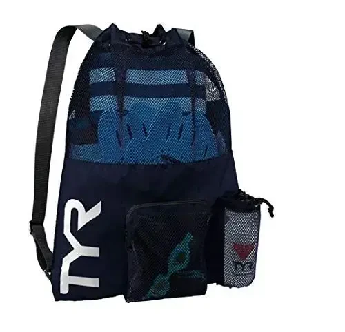 TYR Big Mesh Mummy Backpack for Swim, Gym and Workout Gear, Black, 40-Liter Capacity - 2