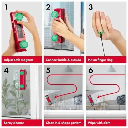 Tyroler Magnetic Window Cleaner Tool | The Glider D4 Double-Sided Window Cleaner Tool Fits Windows 0.1