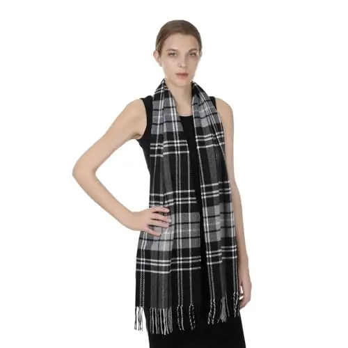 TZ Promise Herringbone Houndstooth Checked Pattern CasModazoneere Feel Classic Soft Luxurious Winter Scarf For Men Women - 3