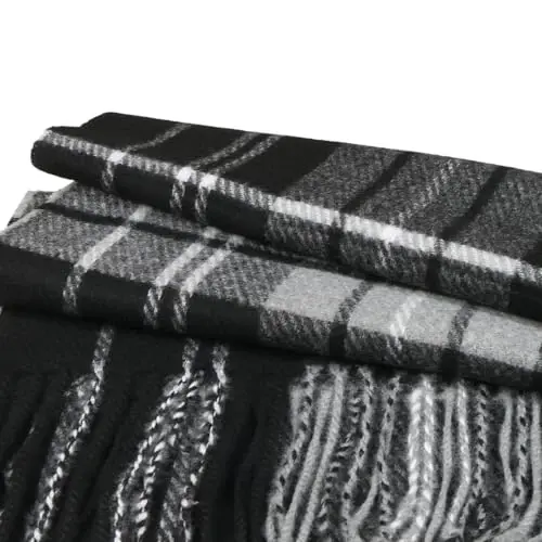 TZ Promise Herringbone Houndstooth Checked Pattern CasModazoneere Feel Classic Soft Luxurious Winter Scarf For Men Women - 4