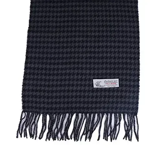 TZ Promise Herringbone Houndstooth Checked Pattern CasModazoneere Feel Classic Soft Luxurious Winter Scarf For Men Women - 3