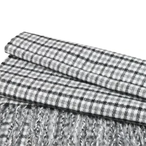 TZ Promise Herringbone Houndstooth Checked Pattern CasModazoneere Feel Classic Soft Luxurious Winter Scarf For Men Women - 3