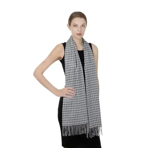 TZ Promise Herringbone Houndstooth Checked Pattern CasModazoneere Feel Classic Soft Luxurious Winter Scarf For Men Women - 6