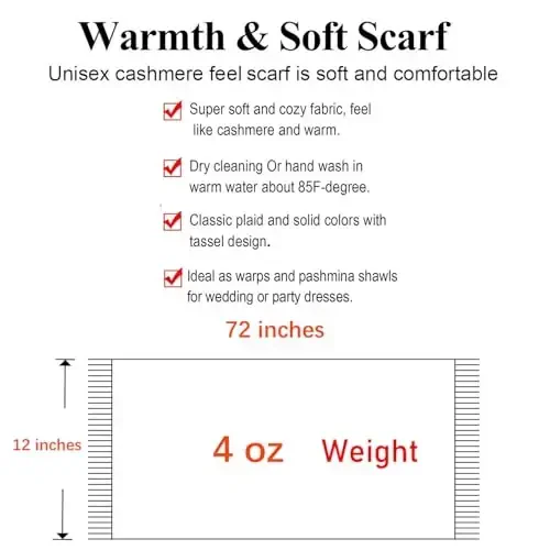 TZ Promise Plain Solid Color CasModazoneere Feel Classic Soft Luxurious Winter Scarf For Men Women - 4