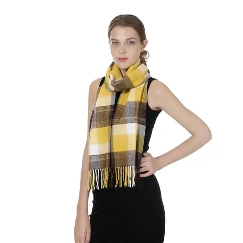 TZ Promise Herringbone Houndstooth Checked Pattern CasModazoneere Feel Classic Soft Luxurious Winter Scarf For Men Women - 5