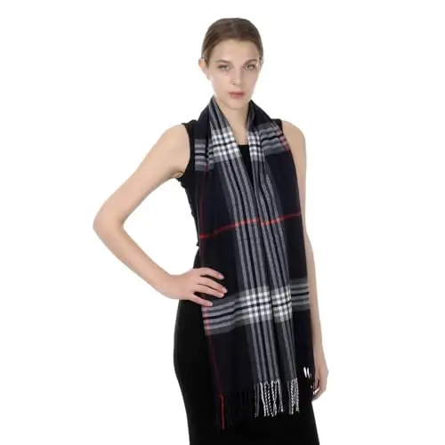 TZ Promise Herringbone Houndstooth Checked Pattern CasModazoneere Feel Classic Soft Luxurious Winter Scarf For Men Women - 6