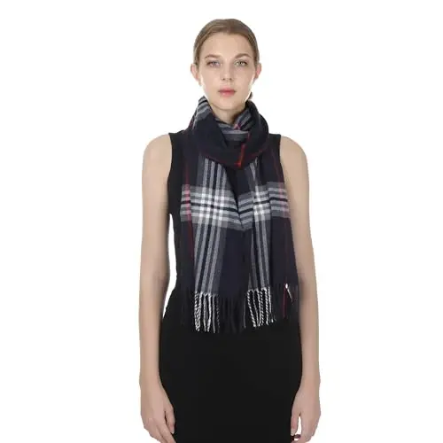 TZ Promise Herringbone Houndstooth Checked Pattern CasModazoneere Feel Classic Soft Luxurious Winter Scarf For Men Women - 5