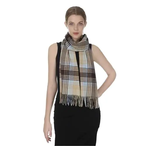 TZ Promise Herringbone Houndstooth Checked Pattern CasModazoneere Feel Classic Soft Luxurious Winter Scarf For Men Women - 5