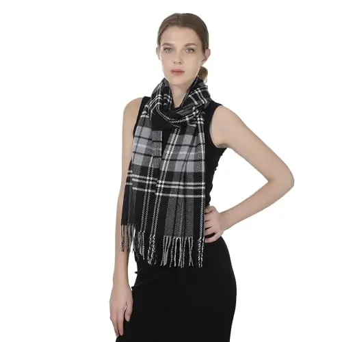 TZ Promise Herringbone Houndstooth Checked Pattern CasModazoneere Feel Classic Soft Luxurious Winter Scarf For Men Women - 2