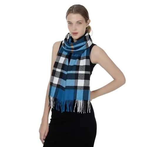 TZ Promise Herringbone Houndstooth Checked Pattern CasModazoneere Feel Classic Soft Luxurious Winter Scarf For Men Women - 5