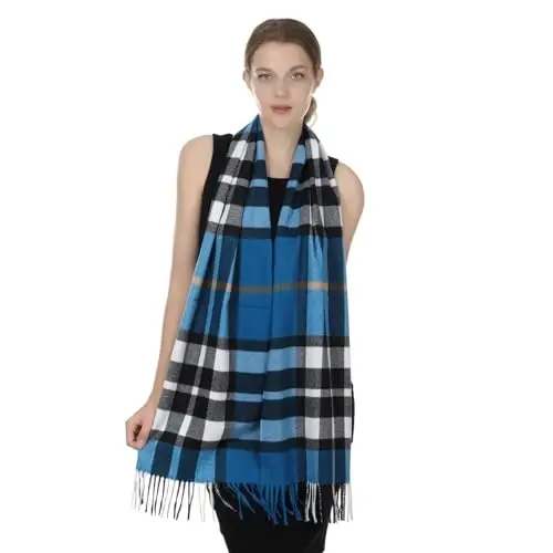 TZ Promise Herringbone Houndstooth Checked Pattern CasModazoneere Feel Classic Soft Luxurious Winter Scarf For Men Women - 6