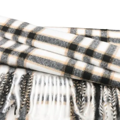 TZ Promise Herringbone Houndstooth Checked Pattern CasModazoneere Feel Classic Soft Luxurious Winter Scarf For Men Women - 4