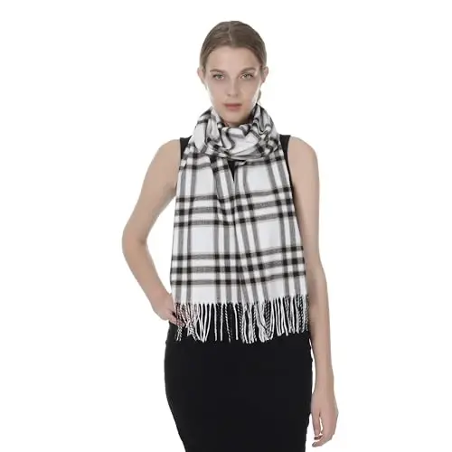 TZ Promise Herringbone Houndstooth Checked Pattern CasModazoneere Feel Classic Soft Luxurious Winter Scarf For Men Women - 5