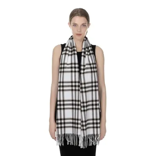 TZ Promise Herringbone Houndstooth Checked Pattern CasModazoneere Feel Classic Soft Luxurious Winter Scarf For Men Women - 6