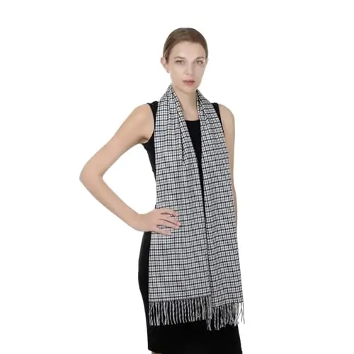 TZ Promise Herringbone Houndstooth Checked Pattern CasModazoneere Feel Classic Soft Luxurious Winter Scarf For Men Women - 6