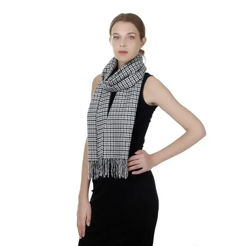 TZ Promise Herringbone Houndstooth Checked Pattern CasModazoneere Feel Classic Soft Luxurious Winter Scarf For Men Women - 5