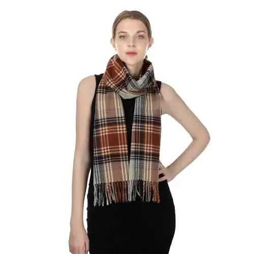 TZ Promise Herringbone Houndstooth Checked Pattern CasModazoneere Feel Classic Soft Luxurious Winter Scarf For Men Women - 2