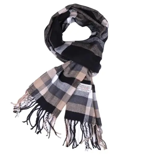 TZ Promise Herringbone Houndstooth Checked Pattern CasModazoneere Feel Classic Soft Luxurious Winter Scarf For Men Women - 1