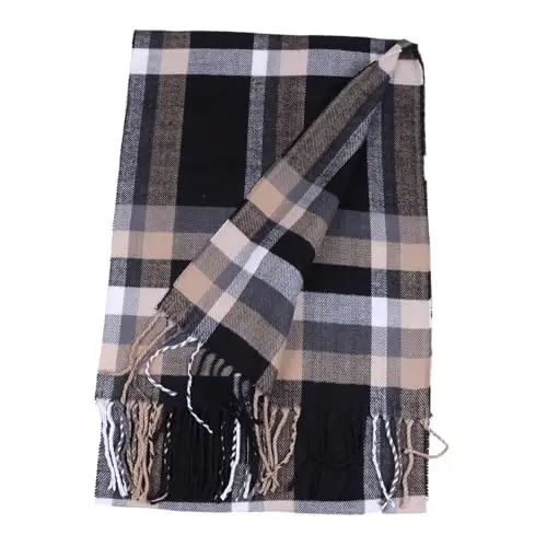TZ Promise Herringbone Houndstooth Checked Pattern CasModazoneere Feel Classic Soft Luxurious Winter Scarf For Men Women - 2