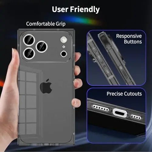 Tzomsze Black Case for iPhone 18 Pro/iPhone 17 Pro 6.3