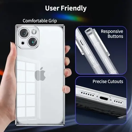 Tzomsze Case Compatible with iPhone 15 Clear Camera Protection&Reinforced Corners TPU Slim Shockproof Case Cover for Women Girls-Clear - 4