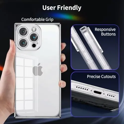 Tzomsze Case Compatible with iPhone 15 Pro Max Clear Case,Camera Protection,Reinforced Corners TPU Cushion,Slim Silicone Shockproof Case Cover for Women Girls 6.7 inch-Crystal Black…-Crystal Clear - 4