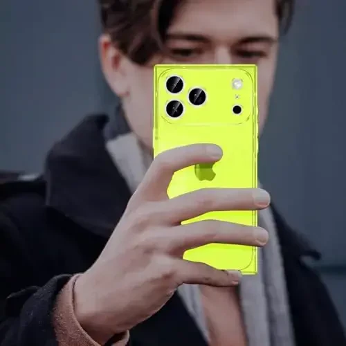 Tzomsze Case Compatible with iPhone 17 Pro Clear Case,Camera Protection,Reinforced Corners TPU Slim Shockproof Case Cover for Women Girls 6.3 inch-Transparent Neon Green - 7