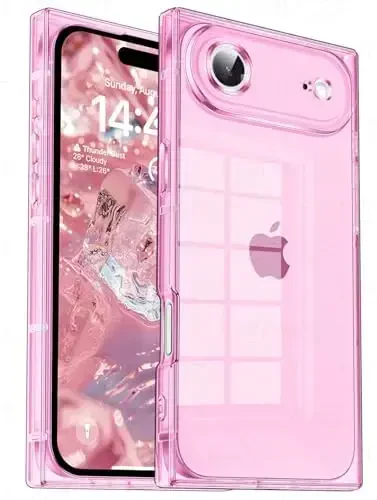 Tzomsze Case Compatible with iPhone Air Clear Case,Camera Protection,Reinforced Corners TPU Slim Shockproof Case Cover for Women Girls 6.5 inch-Transparent Pink 