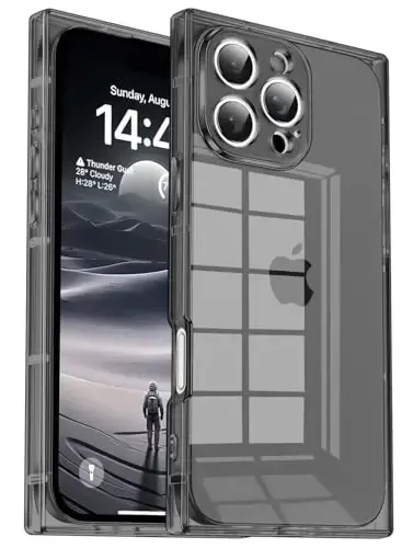 Tzomsze Case for iPhone 16 Pro Clear Case,Camera Protection & Reinforced Corners TPU Slim Shockproof Case Cover for Women Girls 6.3 inch-Transparent Black - TZOMSZE
