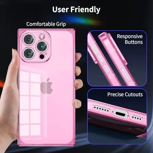 Tzomsze Case iPhone 11 Pro Max bilan mos keladi, kamera himoyasi, burchaklari kuchaytirilgan TPU yupqa zarbaga chidamli g'ilof ayollar qizlar uchun 6,7 dyuym - Shaffof pushti - 4