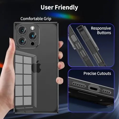 Tzomsze Case iPhone 11 Pro Max bilan mos keladi, Shaffof G'ilof, Kamera himoyasi, Mustahkamlangan burchaklar TPU Yupqa zarbaga chidamli G'ilof ayollar qizlar uchun 6,7 dyuym - Shaffof Qora - 4