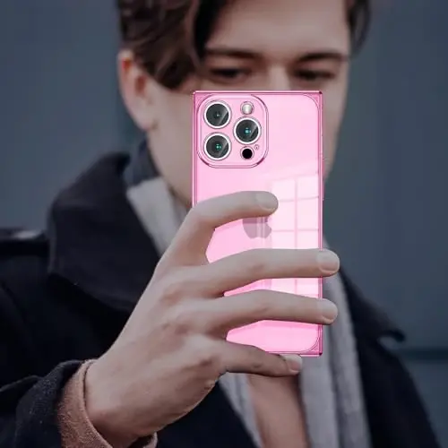 Tzomsze Case iPhone 13 Pro Max bilan mos keladi, Shaffof Chehol, Kamera Himoyasi, Kuchaytirilgan Burchaklar TPU Yupqa Zarba o'tkazmaydigan Chehol Ayollar Qizlar uchun 6.7 dyuym-Shaffof Pushti - 7